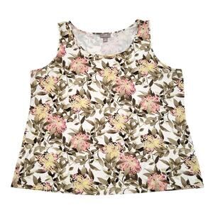 J Jill Scoop Neck Stretch Tank Top XL Pink Yellow